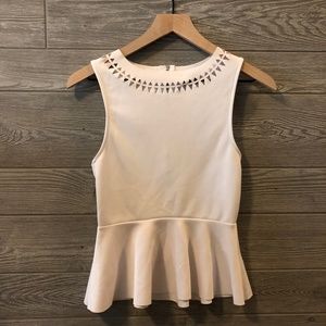 Sparkle & Fade Peplum Laser Cutout Tank Top